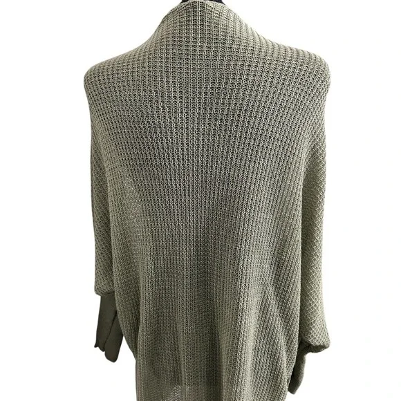 Oversize Green Textured Knit Dolman Sleeve Wrap Cardigan Sweater Women's Size 14 - Picture 2 of 4